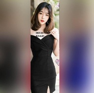 Offshoulder Dress Wanita Pendek Mewah Simple 1129 Good Quality / Dress Sabrina Pesta Scuba Wanita Ca