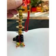 5 6 Emperor Copper Coins Obsidian Hu Lu  Chinese Five Colour Fengshui Hanging Ornament 五帝六帝铜钱币黑曜石葫芦红