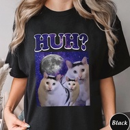 Huh Meme Cat Shirt Meme T-Shirt Unisex Funny Cat Meme T Shirt Baju Lelaki Fashion Casual 100% Cotton