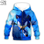 authentic family shirts Anime Super Sonic 3d Hoodies Children zipper coat Long Sleeve Pullover Carto