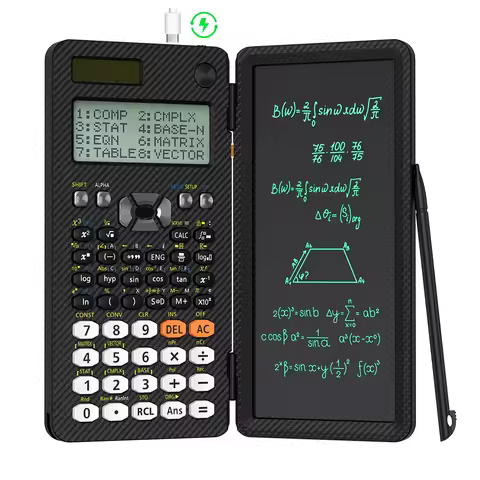 Rechargeable 991ES EX Scientific Calculators with LCD Writing Tablet Foldable Portable with Notepad