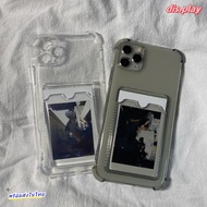 With Card Slots Soft Clear Silicone Case Square for Iphone 15 11 14 12 13 Pro Max 7 8 SE 2020 7P 8P 