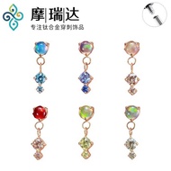 F136 Titanium Inlaid Opal Zircon Titanium Lip Studs Pendant Studs Internal Threaded Stud Earrings G2