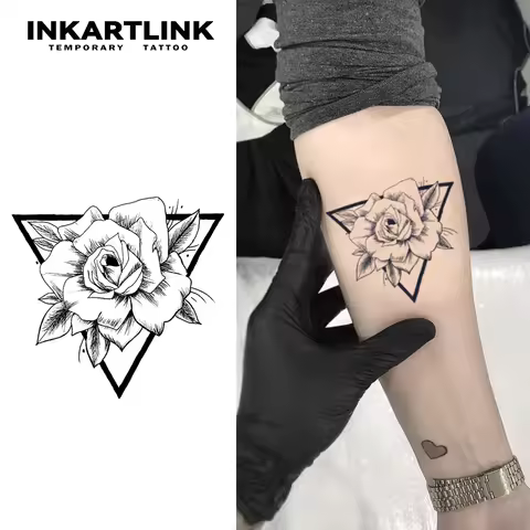 Geometric Bloom Temporary Tattoo,Lasts To 15 Days New Technology Magic Waterproof Semi Permanent Sti