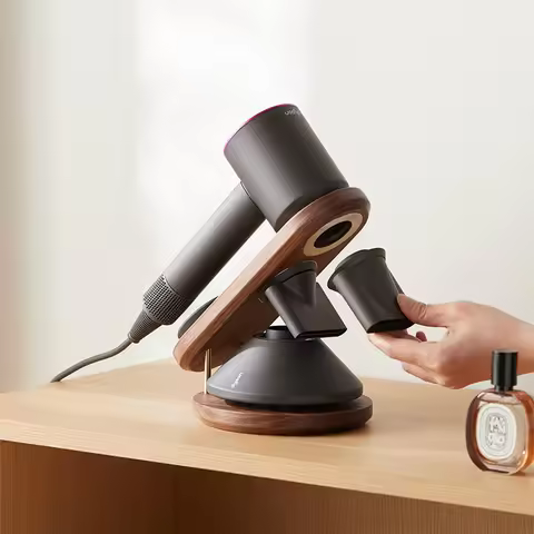 Wall Mount Hair Dryer Holder for Dyson Supersonic Hair Dryer Storage Rack Walnut Beech Wood Hair Dry