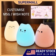 Lampu Tidur Cute Lamp LED Night Light Silicone Touch Sensor 7 Colors Cat Christmas Birthday Gift Had