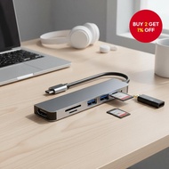 61Type C,TF SD,PC,HDMI 4K,USB 3.0,100W PD  Penyesuai Hab Type C 6 dalam 1 dengan Pembaca Kad TF SD u