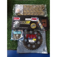 Y15 FZ150 💯 Original RK RKM GS 415 ERO KLO Black ORING GOLD CHAIN GS415 Y15ZR Y15 Y16 sprocket ranta