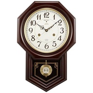 SEIKO RQ205B Wall clock for living room bed room radio waves analog timekeeping Chime &amp; Strike ornamental pendulum Octagonal length Wood frame...