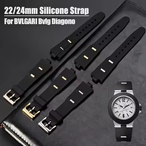 Rubber watch Strap For BVLGARI Bvlg Diagono Watchband 22x8mm 24x8mm Men Replace soft Waterproof Brac