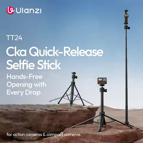 Ulanzi TT24 Cka Quick-Release Selfie Stick with 360° Ball Head for Action Cameras Smartphone Photogr