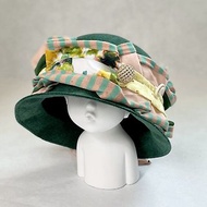 圓頂帽/ 復古墨綠英式淑女羊毛帽 遮陽帽 帽子 毛帽 盆帽 帽子