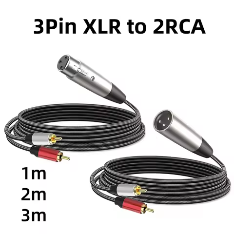 3Pin XLR To Dual RCA Y Splitter Cable Unbalanced 2 RCA/Phono To XLR Stereo Audio Interconnect Cable 
