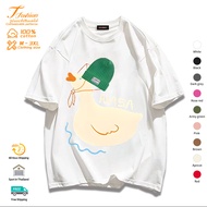 เสื้อยืดแขนสั้น ผ้าฝ้ายแท้ พิมพ์ลายเป็ด Nasa แฟชั่นฤดูร้อน สําหรับผู้ชาย และผู้หญิง