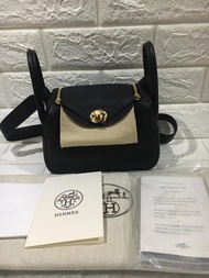 Tas Hermes Lindy Mini Clemence Black Noir Asli Ori Authentic