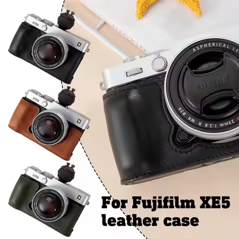 Camera Half Case for Fujifilm X100VI Fuji X100VI Man-made Leather Bottom Open with Shoulder Strap Ca