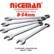 [Genergy Tools] NICEMAN Common Ring Spanner Set 8-24mm (14 Pieces)/ COM RING SPANNER SET 扳手布袋套装