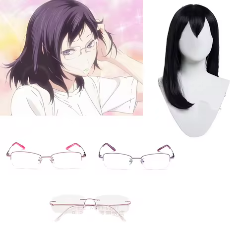 Anime Haikyuu Shimizu kiyoko Cosplay Costume Women Rimless Glasses Purple And Pink Synthetic Black W