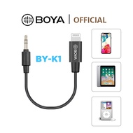 BOYA BY-K1 3.5mm TRS (Male) to Lightning (Female) Audio Adapter for Smartphones Earphone Microphone Using