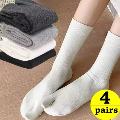 Y2K Japanese Cotton Elastic Two Fingers Sock Women Man Short Tube Split Tabi Toe Socks Simple Vertic