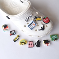 Graduation Season Cartoon Bachelor Cap croccs jibits Shoe Charm Slippers Accessories Gifts