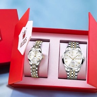 OLEVS 9931 Set jam tangan pasangan, jam tangan pria dan wanita baja