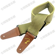 Yellow Twill Guitar Strap Adjustable Comfortable Acoustic Electric Folk Bass Guitar,Leather Head Guitar Strap