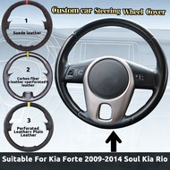 Steering Wheel Cover Hand stitched Suede Leather Fit For Kia Forte 2009-2014 Soul Kia Rio Breathable