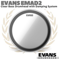 EVANS EMAD2 Clear Bass Drumhead Batter Damping | 18 20 22 24 Inch Best