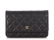 Chanel Black Quilted Caviar Wallet On Chain WOC Gold Hardware, 2021
