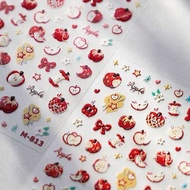 Cute Cute Red Apple 3D Embossed Manicure Three-Dimensional Sticker Cartoon Bow Knot Lovely Adhesive 