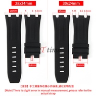 3/31✈30mm Silicone Strap for AP 26400 26045 44mm Case Black Rose Gold Black Pin Buckle Replacement A