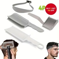 Fade Hair Trimming Comb, 4pcs Barber Fade Guide for Men Haircut with Silicone Haircut Band, Curved P