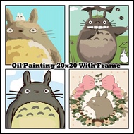 Ready Stock | Chinchilla Oil Paint 20x20cm Canvas Painting By Number With Frame Children's gifts 龙猫卡通儿童数字油画