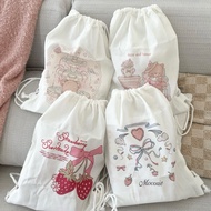 Mocorie - Odette Coquette Ribbon Drawstring Bag Coquette Bow Drawstring Ribbon Bag Pink Ribbon Coque