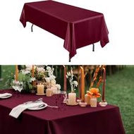 1/2pcs 145*260cm/145*180cm/145*320cm Burgundy Rectangular Satin Tablecloth, Smooth Fabric For Weddin