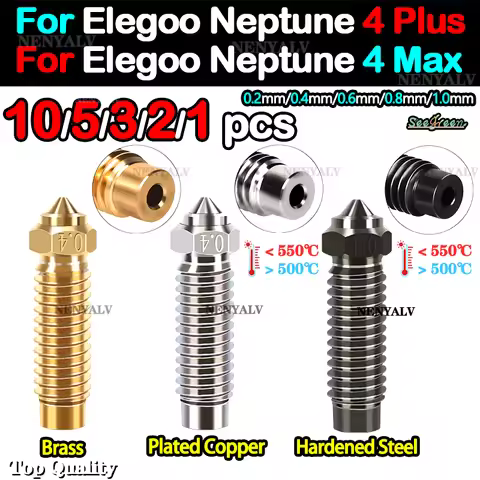 For Elegoo Neptune 4 Max Brass Copper Plated Hardened Steel Nozzle For Elegoo Neptune 4 Plus Nozzle 