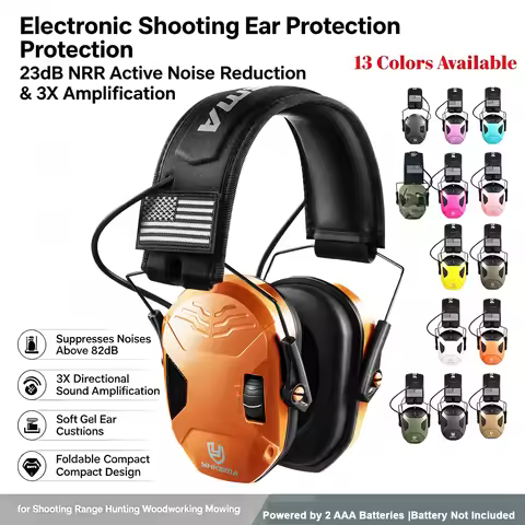 Foldable Electronic Shooting Earmuffs YHKEMA NRR 23dB Impact Noise Suppression Gel Ear Pads For Hunt