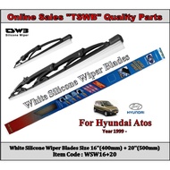 Hyundai Atos (Year 1999 - ) White Silicone Wiper Blades (WSW16+20)