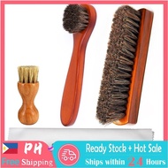 4Pcs Set Horse Hair Shoe Brush Long Wood Handle Shoe Shine Brush Shoe Cleaning Brush