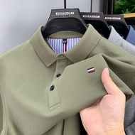 Mens Long Sleeve Polo Shirt Thin Pure Cotton Casual Shirt Business Casual T-Shirt Paul Mens Clothing