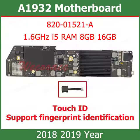 Original A1932 Motherboard For Macbook Air 13" A1932 Logic Board With Touch ID 820-01521-A i5 16GB 8