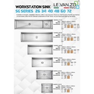 LEVANZO WORKSTATION SERIES KITCHEN SINK 6648SG-8648SG-10048SG-12048SG-15048SG-18848SG