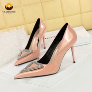 Fashion High-Heeled Shoes Enamel leather Woman Pumps with crystal buckle High Heels Stiletto Party W