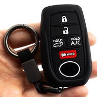 Silica Gel 5 Button Car Key Case Fob Chain Cover For Toyota RAV4 Prime bZ4X Subaru Solterra 2021 202
