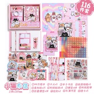 Cat Theme Cute Scrapbook Kit A6 Grid Notebook,Stationery Set ,Junk Journal Kit Scrapbooking Supplies