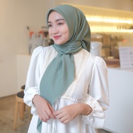 Jilbab Kerudung Paris HARRAMU Polos Soft Green Segiempat Voal Premium Hijab Krudung Mewah Lasercut