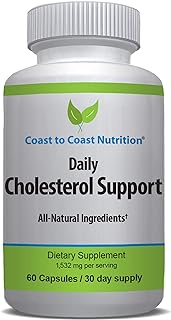 Coast to Coast Nutrition Cholesterol Cleanse - Cholesterol Lowering Supplements - Support Cardiovascular &amp; Arteries Wellness, Reduce Bad LDL Levels - Promotes Heart Health &amp; Blood Flow - 60 Capsules