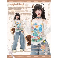 Streetwear Hand-Painted Graffiti Blouse - Breathable Long Sleeve