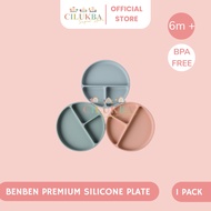 BENBEN PREMIUM SILICONE SUCTION PLATE | Dinner Plate | SILICONE PLATE | BABY EATING SUPPLIES | Plate